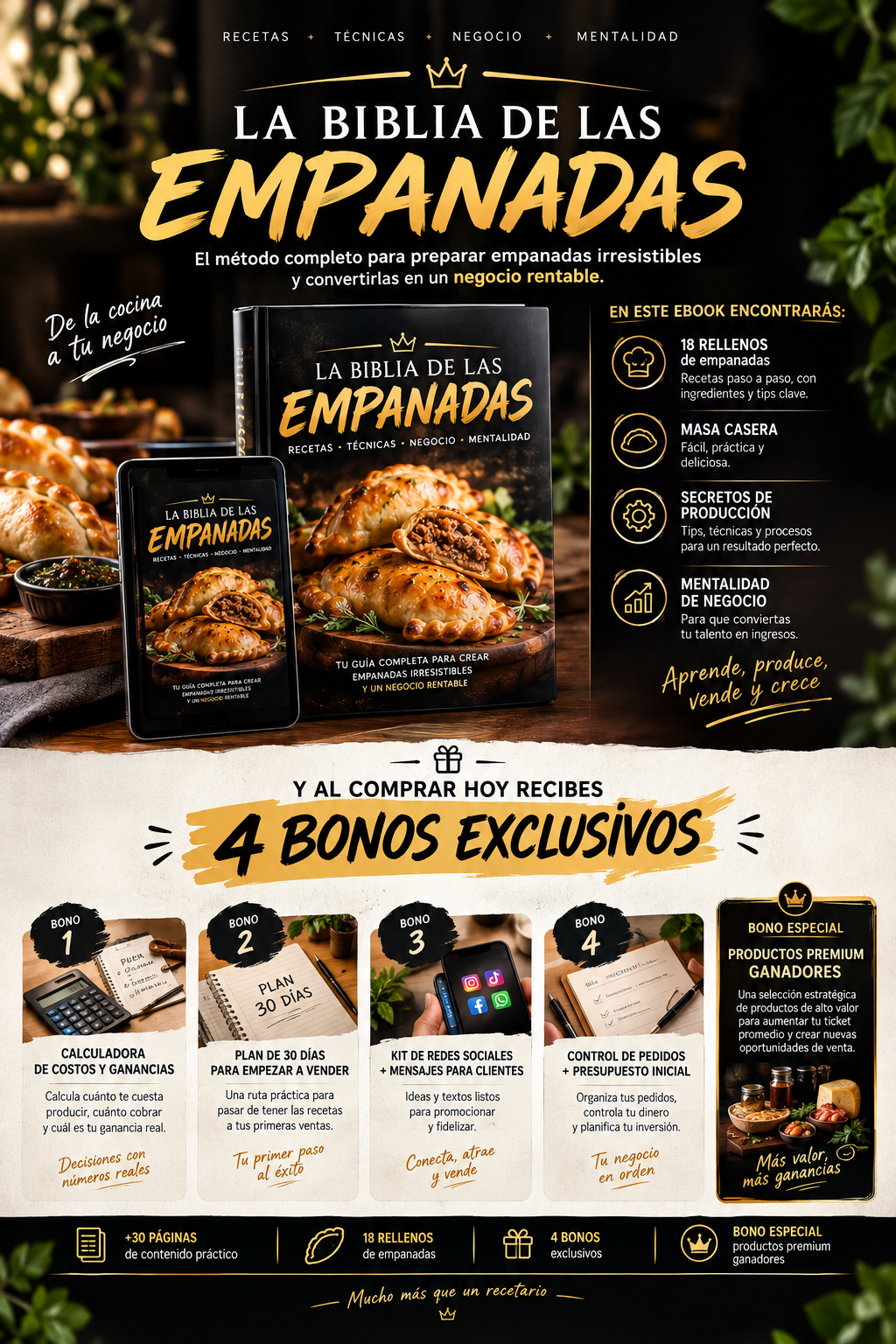 LA BIBLIA DE LAS EMPNADAS+ 4 BONOS .Aprende , Emprende , Vende